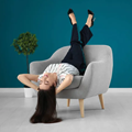 image for Bare Minimum Mondays, showing a woman relaxing at the office