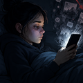 image for Doomscroll, showing a girl reading her cellphone