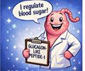 image for GLP-1, showing a cartoon hormone