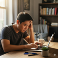 image for Grinding, showing a stressed guy working at a laptop