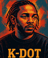 image for KDOT, showing a stylized image of Kendrick Lamar