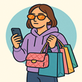 image for Klarnamaxxing, showing a shopper carrying lots of bags