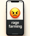 image for Rage Farming, showing an angry face emoji on a telephone screen