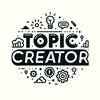 image for TC, showing the words Topic Creator with elements symbolizing creativity and idea generation