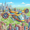 image for UAM, showing a cartoon flying aircraft