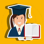 image for academic look, showing a teacher with a mortar board